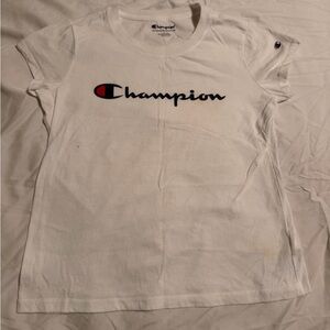Champion White Tee with Logo Accent
